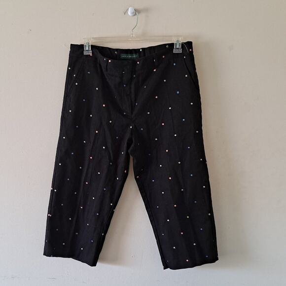 Black multicolored polka dotted Crop Pant - Sz 16P - Picture 9 of 14